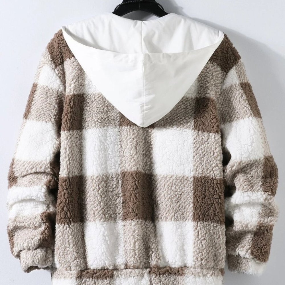Brown And White Mens Teddy Jacket - Picture 3 of 7
